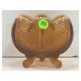 FENTON AUTUMN GOLD DRAPERY PATTERN ROSE BOWL - 4