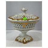 MALY ITALIAN PORCELAIN LIDDED CANDY DISH - 8" TALL