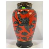 VINTAGE JAPANESE SATSUMA STYLE VASE VIBRANT RED