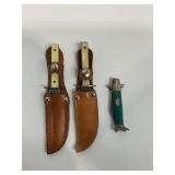 LOT OF 3 MINIATURE FIXED BLADE & KEYCHAIN FOLDING
