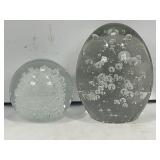 LOT OF 2 HAND BLOWN CLEAR GLASS BUBBLE CONTROLLED
