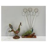 BRASS PEACOCK LETTER HOLDER & EYELINER FLASK - 4"