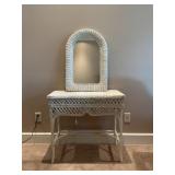 WICKER TABLE WITH MIRROR - TABLE IS 30" X 16" X