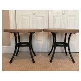 PAIR OF OUTDOOR DURASTONE TABLES - 22" X 19" TALL