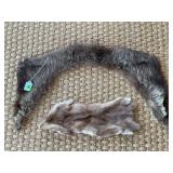 RACCOON FUR SHAWL AND MINK FUR PIECE