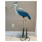 METAL ART CRANE BIRD SCULPTURE - 38 1/2" TALL