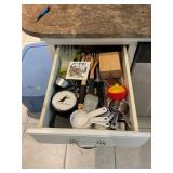 CONTENTS OF TOP BASE CABINET DRAWER; DRINKING CUPS