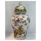 CHELSEA PORCELAIN EXOTIC BIRD VASE - 16" TALL