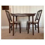 FOLD UP WOOD TABLE WITH TWO CHAIRS