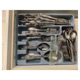 LARGE LOT OF SILVERWEAR; SPOONS, FORKS AND KNIVES