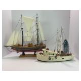 WOODEN "THE BLUE NOSE" & FISHING BOAT MODELS -