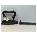 CAST IRON #6 HOT IRON/DOOR STOP AND CAST IRON