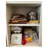 CONTENTS OF CABINET; FONDUE POT, WEST BEND EGG