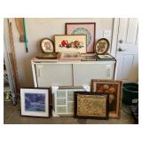 LARGE LOT OF FRAMED PICTURES; HOME DECOR