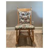 ANTIQUE OAK ROCKING CHAIR WITH CUSHIONS