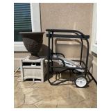 HOSE REEL WITH HOSE, GLASS TOP ROLL AROUND OUTDOOR