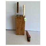 WOODEN KNIFE BLOCK WITH KNIVES - FILLET KNIFE,