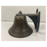 CAST IRON HORSE SHOE WALL MOUNT BRASS BELL - 4"