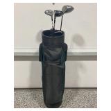 LOT OF 4 GOLF CLUBS IN MACGREGOR GOLF BAG. TITAN