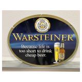 WARSTEINER EMBOSSED METAL BEER SIGN - 17" X 21"