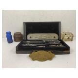 FORD HUBCAP, FORD PLATE, H&A BRASS TAG, ASHTRAY,