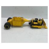 BUDDY L DOZER & PULL BEHIND DUMP TRAILER