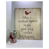 GLASS EGG WITH LIGHTED CARDINAL & WALL DECOR