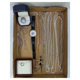 LOT OF ASSORTED ESTATE COSTUME JEWELRY & STERLING