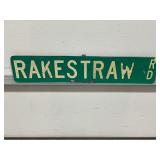 RAKESTRAW METAL REFLECTIVE ROAD SIGN - 30" X 6"