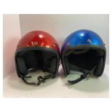 RED & BLUE METAL FLAKE VINTAGE MOTORCYCLE HELMETS
