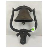 CAST IRON WALL MOUNTED COW BELL - 12" TALL