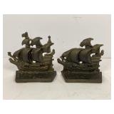 CAST IRON SHIP BOOKENDS - 4 1/2" X 4 1/2"