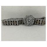 DOUBLE CHAIN CHROME BELT WITH BUFFALO HEAD BELT