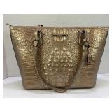 BRAHMIN ROSE GOLD MELOURNE CROC HANDBAG WITH