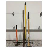SQUEEGEE, RAKE, YARDWORKS WEEDING HOE & 10LB