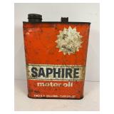 SAPHIRE MOTOR OIL TWO GALLON METAL OIL CAN