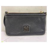 DOONEY & BOURKE BLACK LEATHER WRISTLET HAND BAG