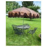 WROUGHT IRON PATIO SET WITH TABLE, 4 CHAIRS AND