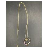 10KT GOLD HEART PENDANT WITH STONES & NECKLACE
