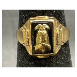 1920 10KT GOLD CLASS RING - SIZE 5 1/4 - 4.45TW