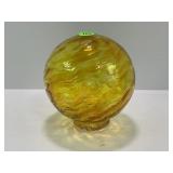 ART DECO YELLOW AMBER HAND BLOWN GLASS ORB WITH