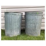 LOT OF 2 GALVANIZED TRASH CANS