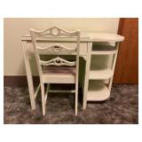 ANTIQUE WOOD TABLE WITH DRAWER & 3 TIER SHELF