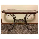 GLASS TOP IRON CONSOLE TABLE - 50" X 18" X 29"