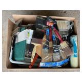 LOT OF PAINTING SUPPLIES - PAINT BRUSHES, SAND