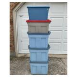 LOT OF 5 STORAGE TOTES WITH LIDS
