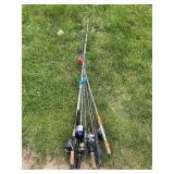 LARGE LOT OF FISHING POLES WITH REELS