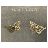 14KT GOLD BUTTERFLY EARRINGS - .36TW