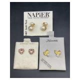 3 PAIR OF EARRINGS - 14KT GOLD POST & GENUINE