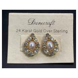 DANECRAFT 24KT GOLD OVER STERLING EARRINGS -6.95TW